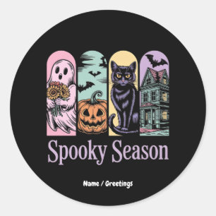 Sticker Rond Halloween vintage Horreur Éffrayante saison mignon