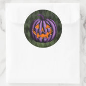 Sticker Rond Halloween violet Citrouille Grunge vert (Sac)