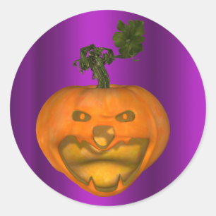 Sticker Rond Halloween violet déplaisant Jack O'Lantern