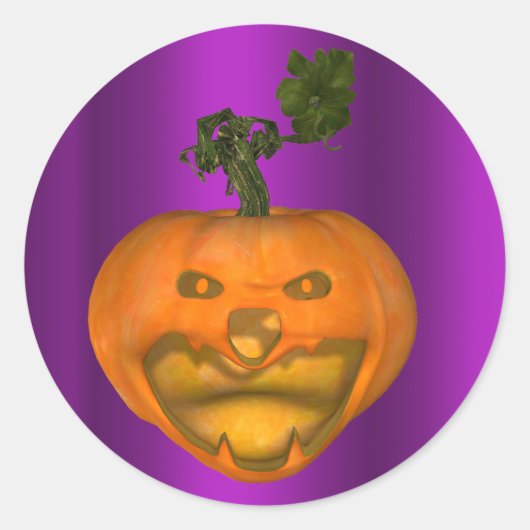 Sticker Rond Halloween violet déplaisant Jack O'Lantern (Devant)