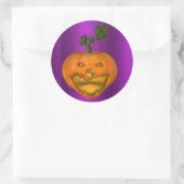 Sticker Rond Halloween violet déplaisant Jack O'Lantern (Sac)