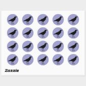 Sticker Rond Halloween violet du Corbeau noir (Feuille)