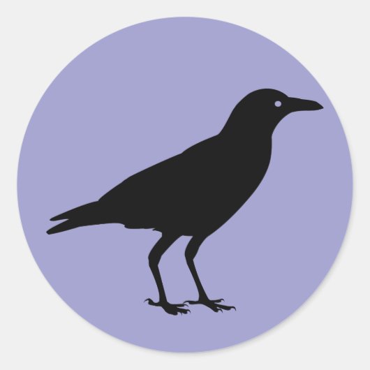 Sticker Rond Halloween violet du Corbeau noir (Devant)