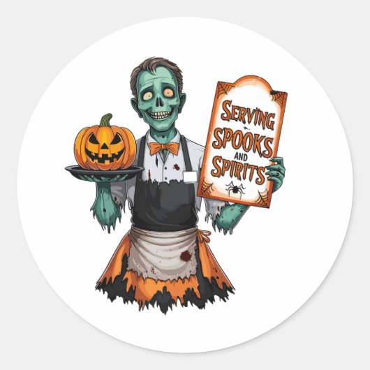 Sticker Rond Halloween Waiter Servant Spooks et Spirits (Devant)