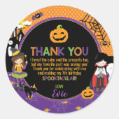 Sticker Rond Halloween Witch Dracula Citrouille Merci Favoriser (Devant)
