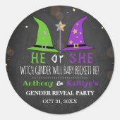 Sticker Rond Halloween Witch Genre Revela Party (Devant)