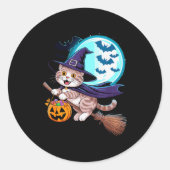 Sticker Rond Halloween Witch Scottish Fold Moon Coupari  (Devant)