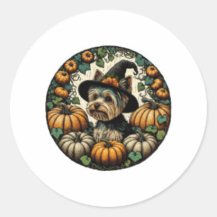 Sticker Rond Halloween Yorkie