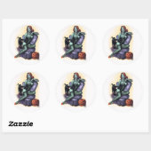 Sticker Rond Halloween Zombie petite fille vers le haut (Feuille)
