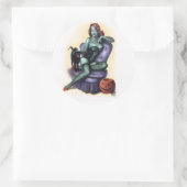 Sticker Rond Halloween Zombie petite fille vers le haut (Sac)