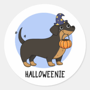 Sticker Rond Halloweenie Funny Saucisson Chien Pun