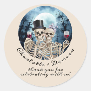 Sticker Rond Hallowen Gothic Skuls Tarot Le Mariage des amoureu