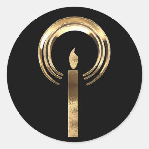 Sticker Rond Halo autour de flamme de bougie Black Gold Elegant