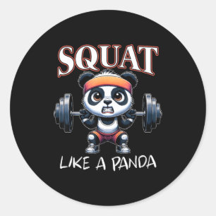 Sticker Rond Haltère Panda Fitness Citation Drôle de Gym Squat