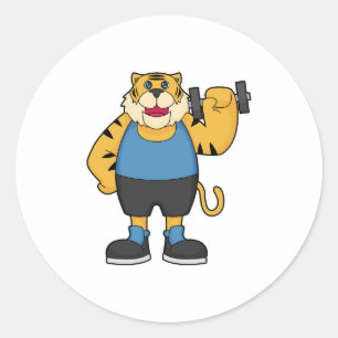 Sticker Rond Haltère Tiger Fitness