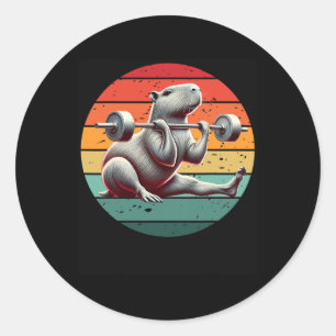 Sticker Rond Haltérophilie Rétro Drôle Fitness Entraînement Gym