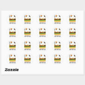 Sticker Rond Ham-Purr-Ger Funny Chat Hamburger Pun (Feuille)