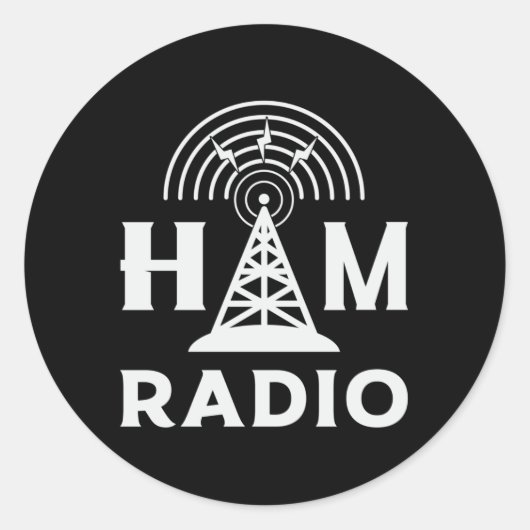 Sticker Rond HAM Radio Opérateur Antenne Code Amateur Idée cade (Devant)