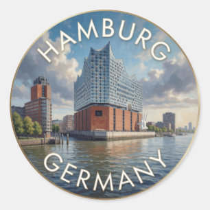 Sticker Rond Hambourg Allemagne Elbphilharmonie Scène fluviale