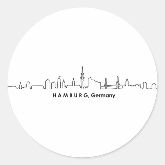 Sticker Rond HAMBURG Elbe Germany City Skyline Silhouette (Devant)