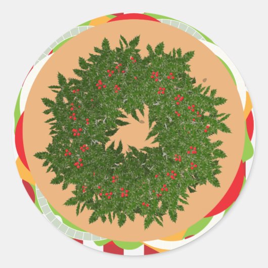 Sticker Rond Hamburger cheeseburger holly wreath burger (Devant)
