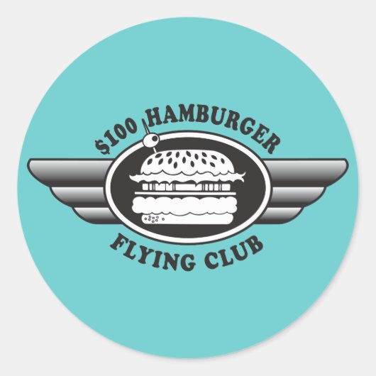 Sticker Rond Hamburger de 100 dollars - Flying Club (Devant)