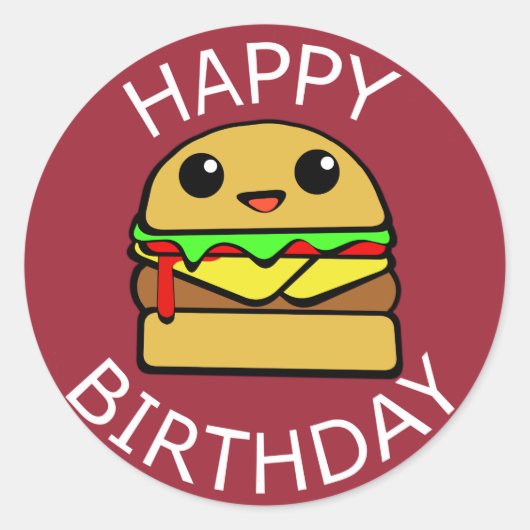 Sticker Rond Hamburger de fromage de joyeux anniversaire (Devant)