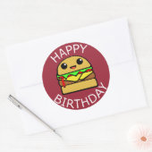 Sticker Rond Hamburger de fromage de joyeux anniversaire (Enveloppe)