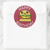 Sticker Rond Hamburger de fromage de joyeux anniversaire (Sac)