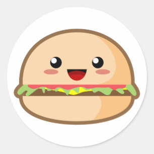 Sticker Rond Hamburger de Kawaii