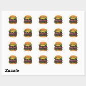 Sticker Rond Hamburger de luxe double au fromage (Feuille)