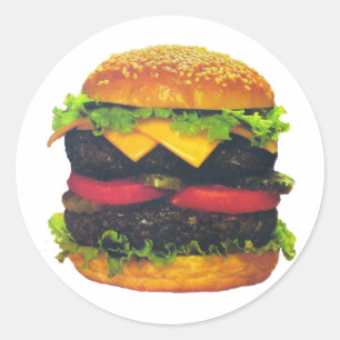 Sticker Rond Hamburger de luxe double au fromage