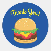 Papeterie - 25 stickers burger - fête d'été, anniversaire USA