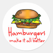Sticker Rond Hamburger Lover (Devant)