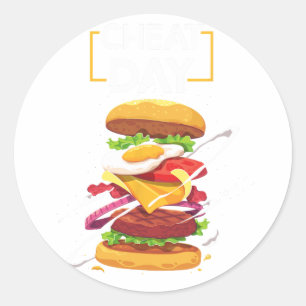 Sticker Rond Hamburger Lover Cadeau Fast Food Gym Entraînement