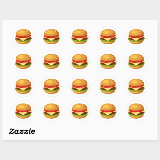 Sticker Rond Hamburger Lover Cheeseburger (Feuille)