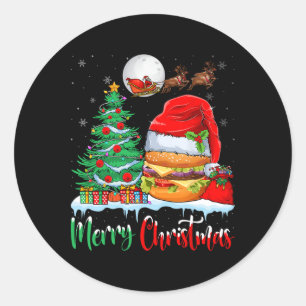 Sticker Rond Hamburger portant Noël Noël Noël - Joyeux Noël