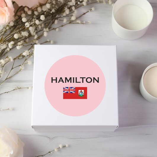 Sticker Rond Hamilton Bermuda Pays Drapeau Couleur claire