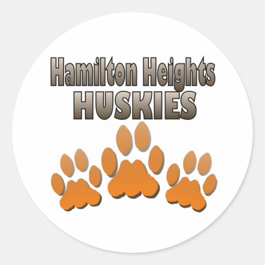 Sticker Rond Hamilton Heights Huskie Paws (Devant)