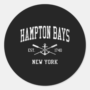 Sticker Rond Hampton Bays Ny Crossed Oars Bateau Ancre Sports