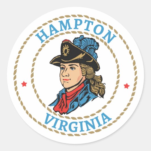 Sticker Rond Hampton Virginia Colonial (Devant)