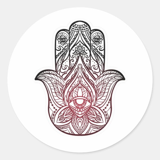 Sticker Rond Hamsa avec motif boho (Devant)