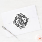 Sticker Rond Hamsa Avec Ornements Ethniques Doodle (Enveloppe)