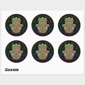Sticker Rond Hamsa Fatma Main Psychedelic Art (Feuille)