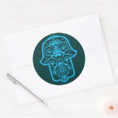 Sticker Rond Hamsa floral (bleu) (Enveloppe)