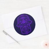 Sticker Rond Hamsa florale (pourpre) (Enveloppe)