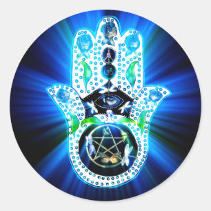Sticker Rond Hamsa Hand Indigo Energy