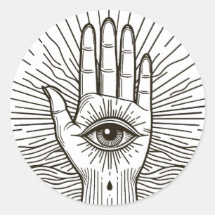 Sticker Rond Hamsa Main avec illustration d'art visuel