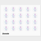 Sticker Rond Hamsa Mains violet et Aquarelle bleue (Feuille)