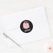 Sticker Rond Hamsome Funny Pig Pun Dark BG (Enveloppe)